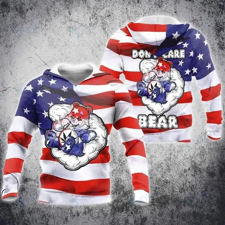 Weed Bear American Flag Independence 4Th July 3D All Over Printed Shirt, Sweatshirt, Hoodie, Bomber Jacket