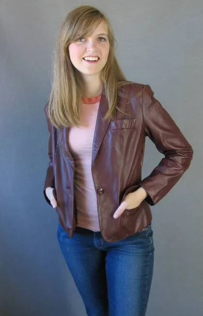 Women's 70s Jacket Cropped Leather Vintage Curvy Blazer Medium Wilsons VFG
