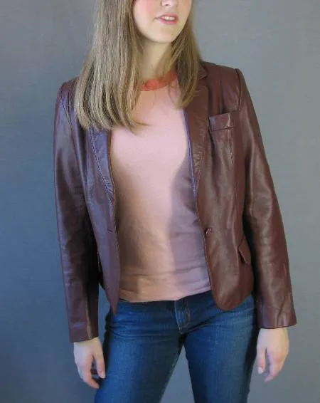 Women's 70s Jacket Cropped Leather Vintage Curvy Blazer Medium Wilsons VFG