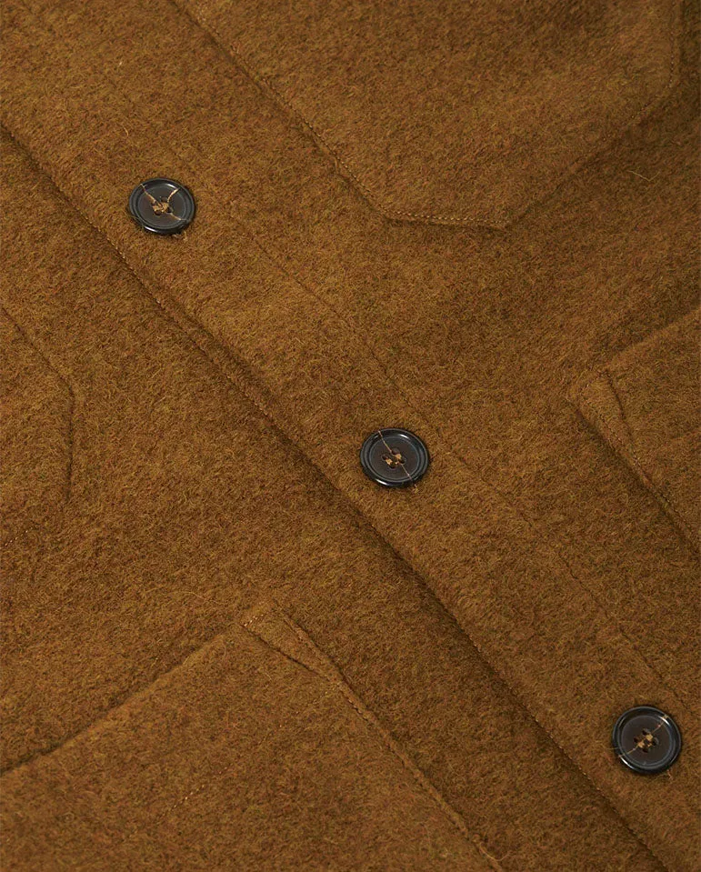 Wool Fleece Cardigan Mustard