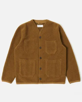 Wool Fleece Cardigan Mustard