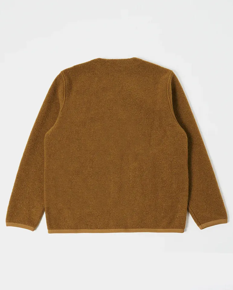 Wool Fleece Cardigan Mustard