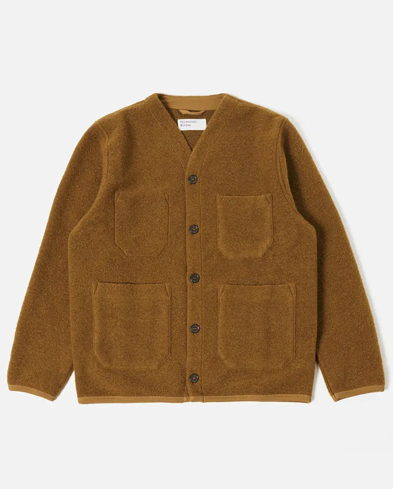 Wool Fleece Cardigan Mustard