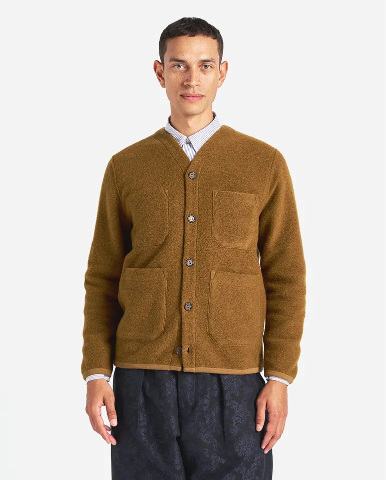 Wool Fleece Cardigan Mustard