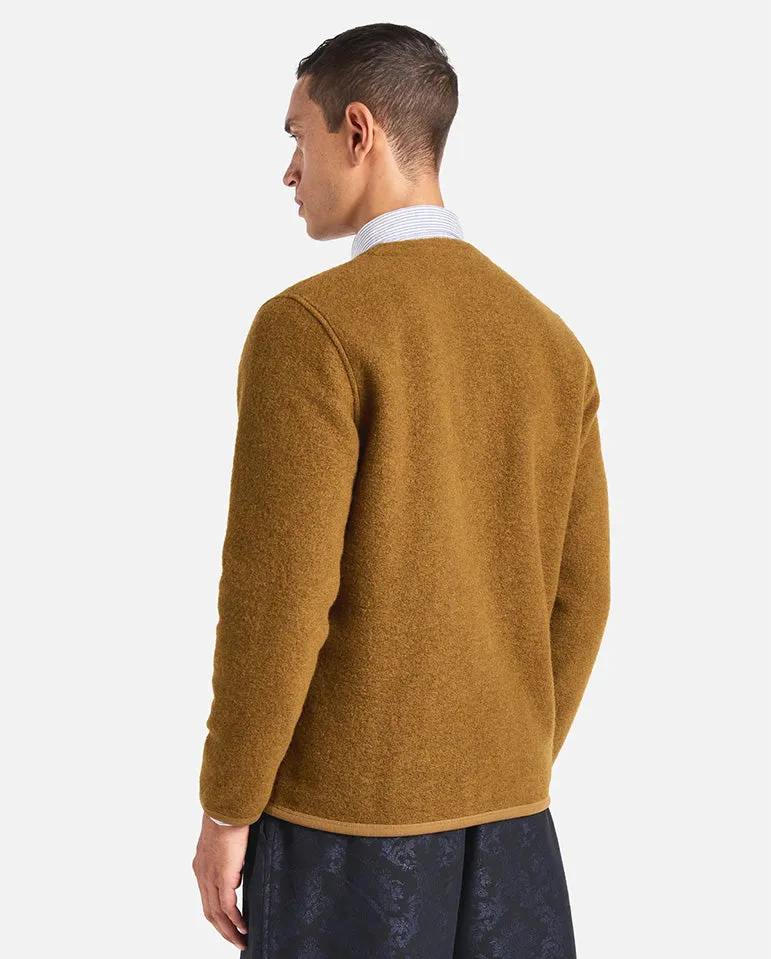 Wool Fleece Cardigan Mustard