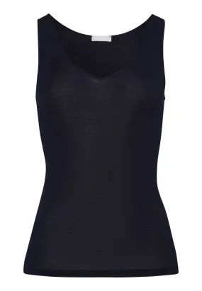Woolen Silk W Wool And Silk V-Neck  Tank Top | Deep Navy 71416-1610