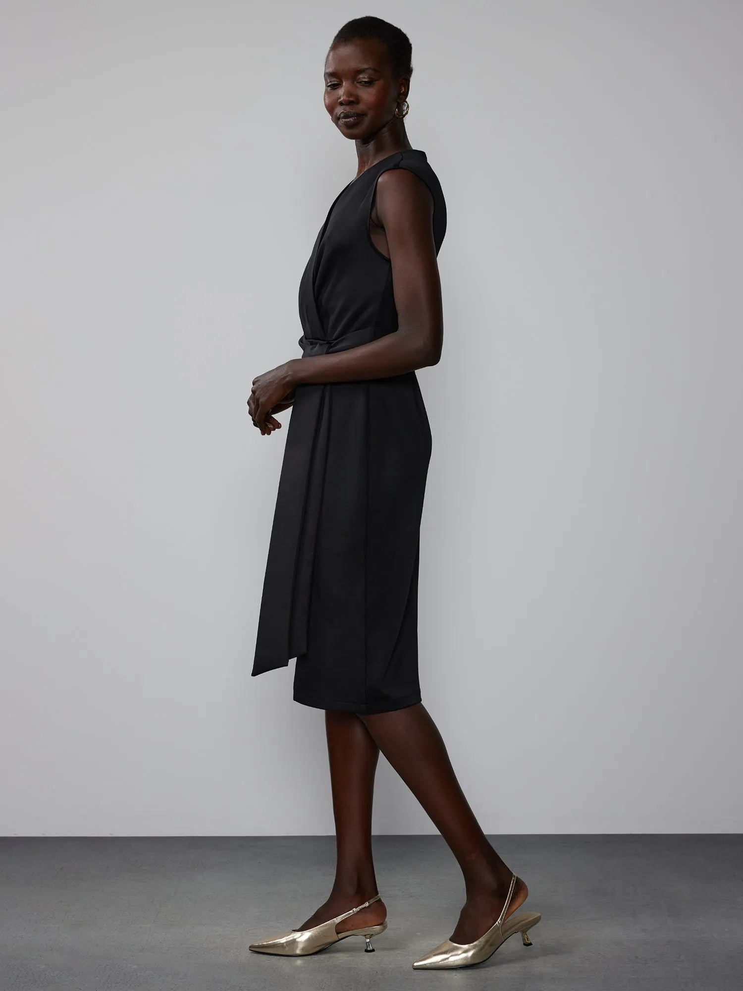 Wrap Front Scuba Sheath Dress