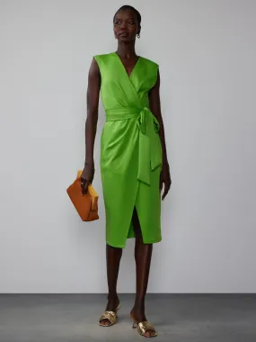 Wrap Front Scuba Sheath Dress