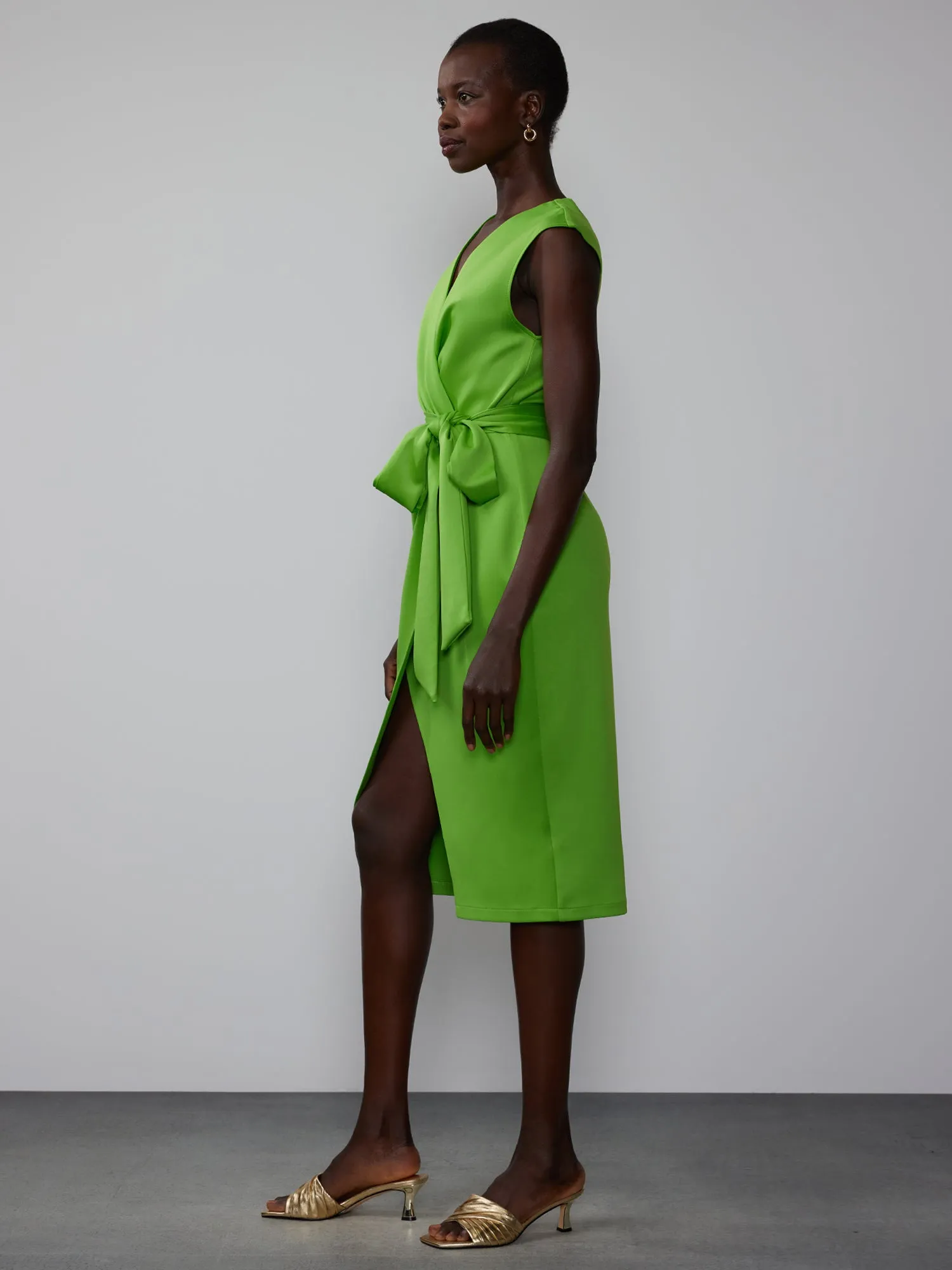 Wrap Front Scuba Sheath Dress