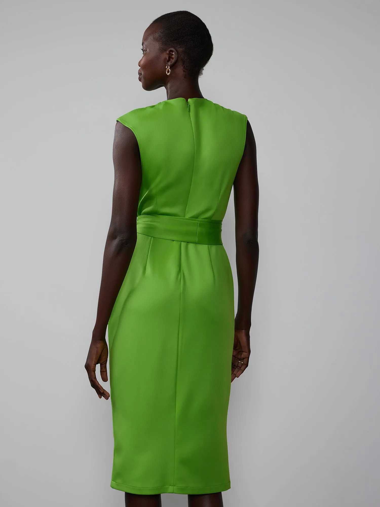 Wrap Front Scuba Sheath Dress