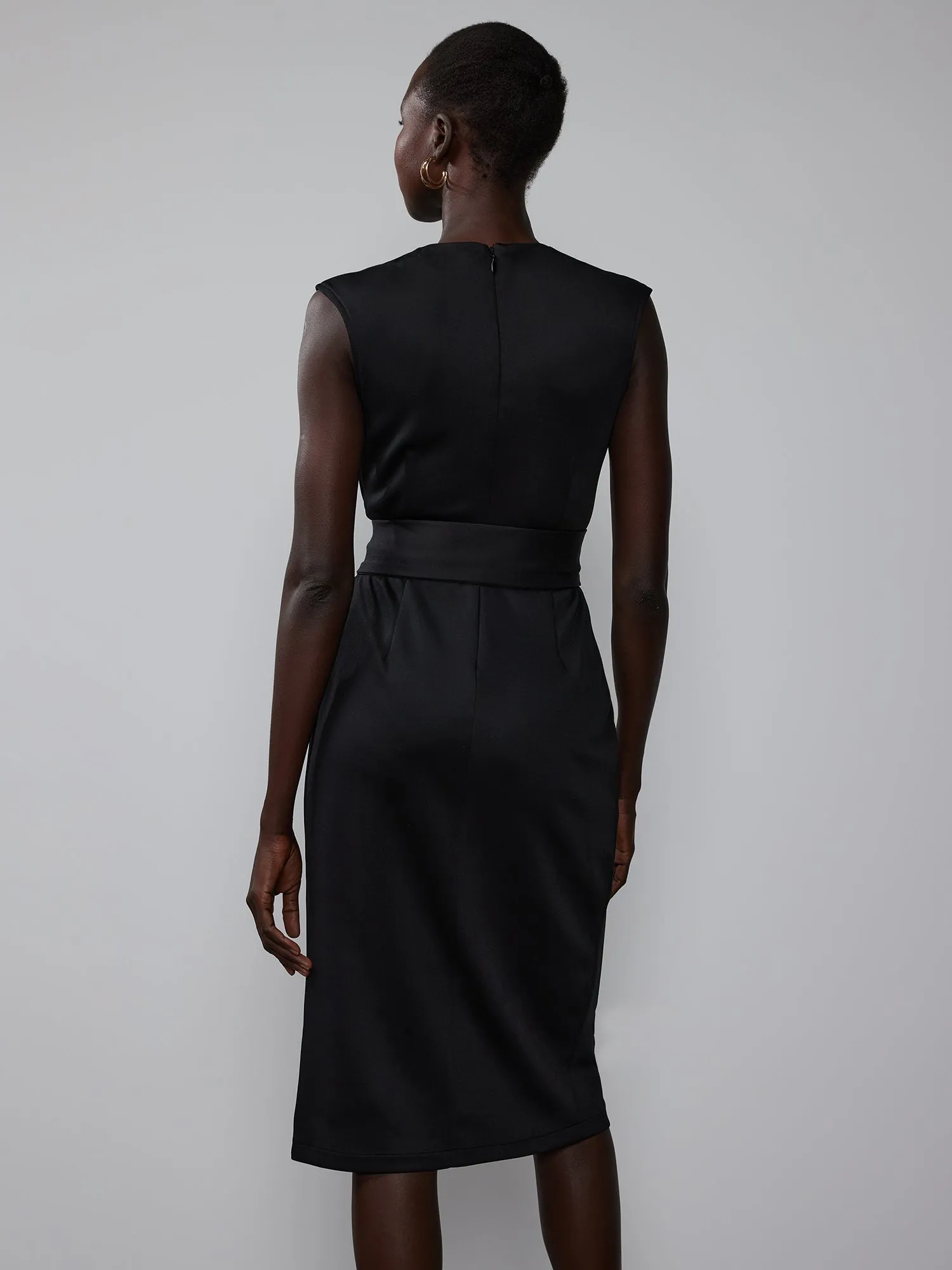 Wrap Front Scuba Sheath Dress