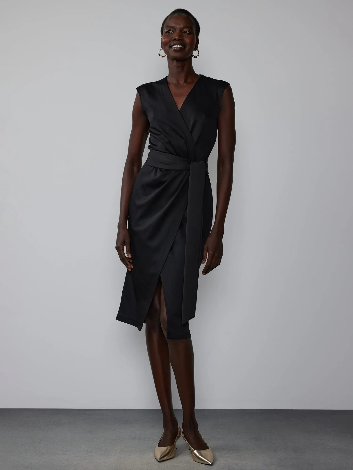 Wrap Front Scuba Sheath Dress