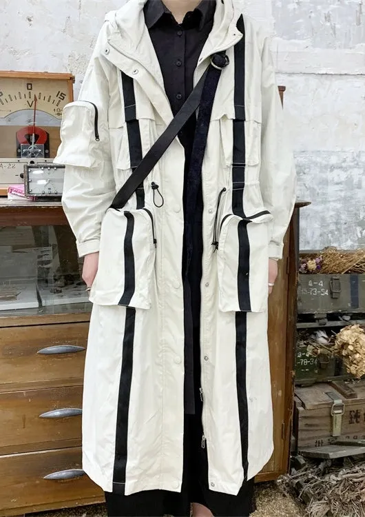 Yoji Yamamoto Dark Long Windbreaker Jacket / Over the Knee Hooed Big Pocket Loose Trench